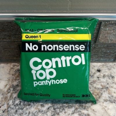 No Nonsense Vintage 90s Pantyhose Control Top Queen 1 M44 Off Black USA New
